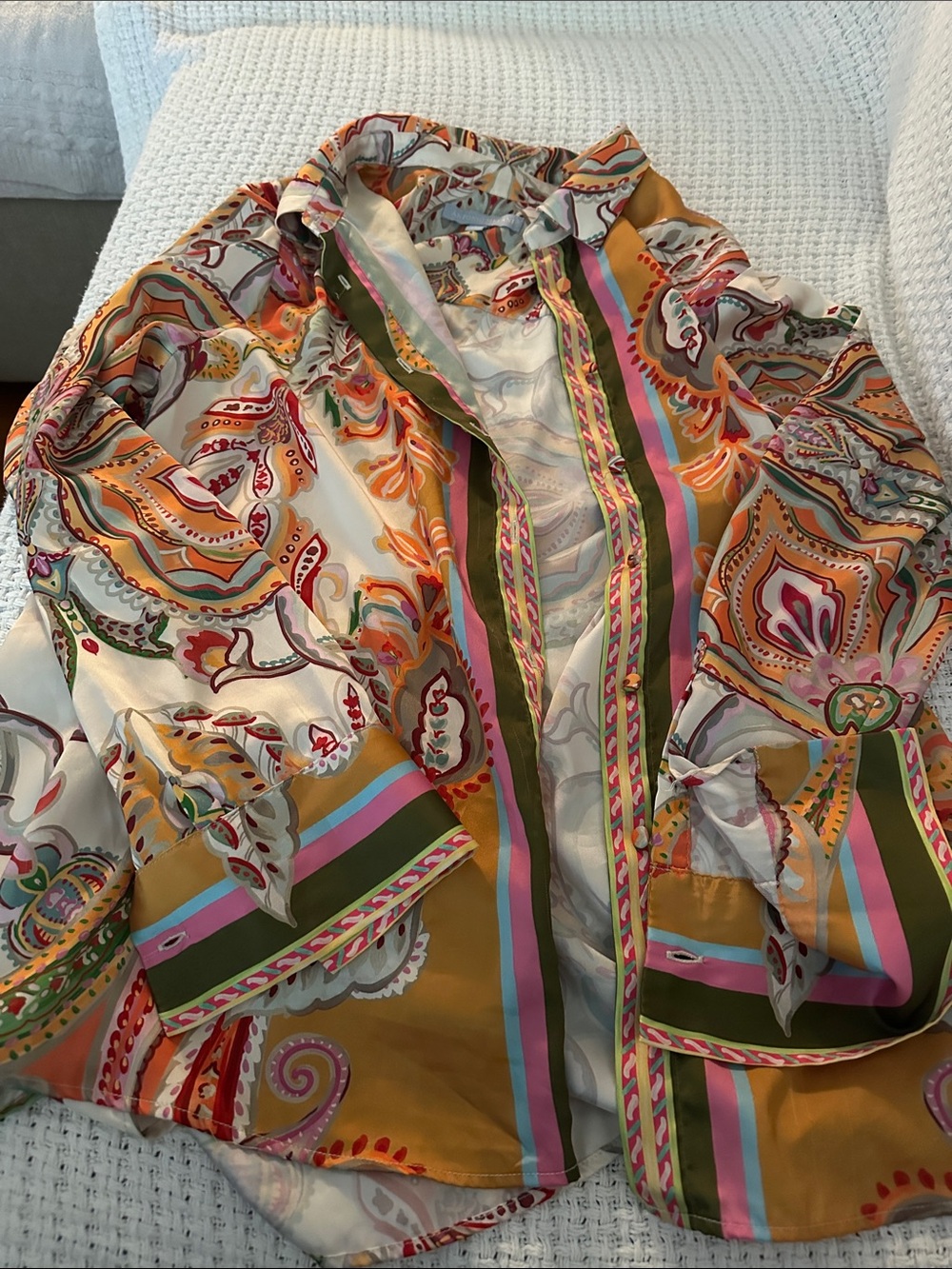 ANTONIO MELANI Multicolor Paisley Silk Blouse L